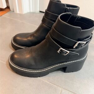 Madden Girl Black Ankle Booties with Silver Buckles